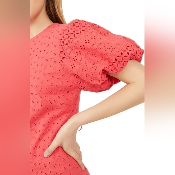 NWT Free People Puff Sleeve Eyelet Dress Size Large - Picture 6 of 10